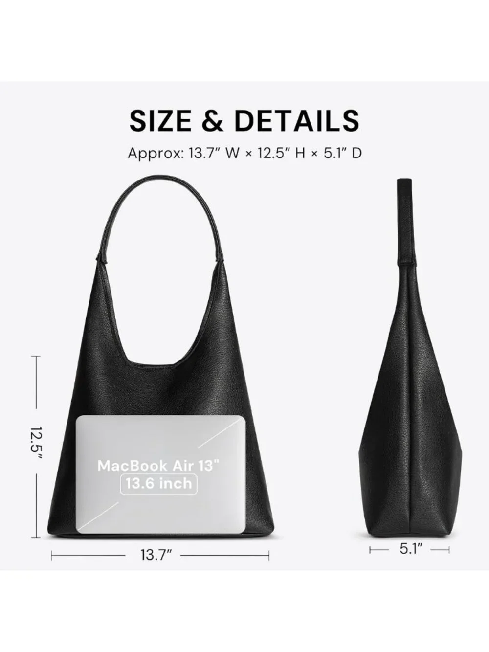 Large Slouchy Hobo Bag for Women - Vegan Leather Everyday Shoulder Purse